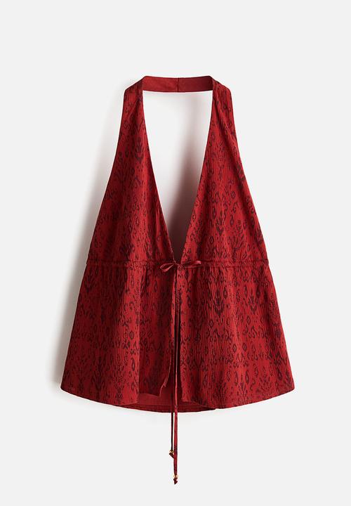 H&M - Viscose halterneck top - red/patterned