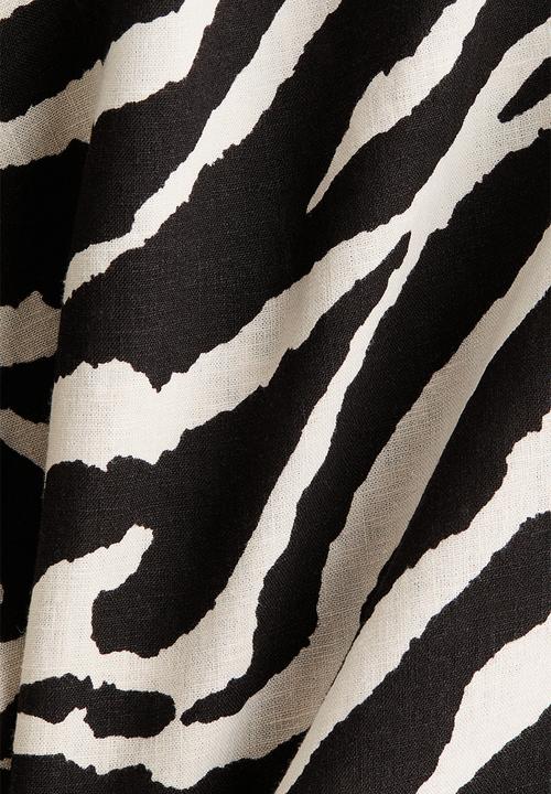 H&M - Linen-blend shirt - black/zebra print
