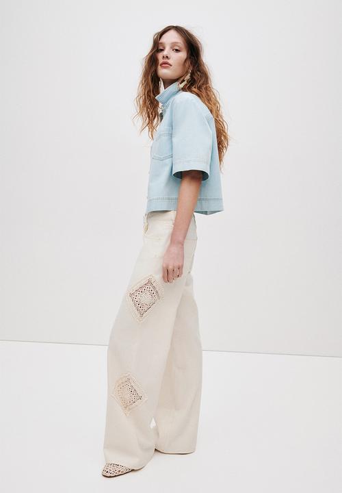 H&M - Short-sleeved denim shirt - light denim blue
