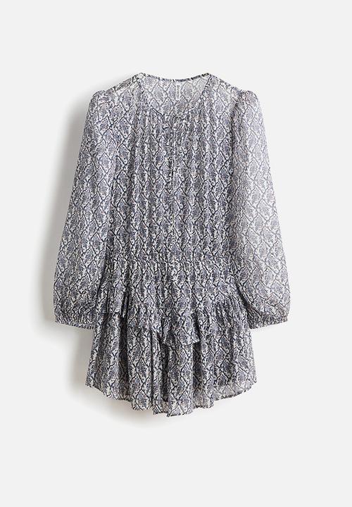 H&M - Flounce-trimmed dress - cream/floral