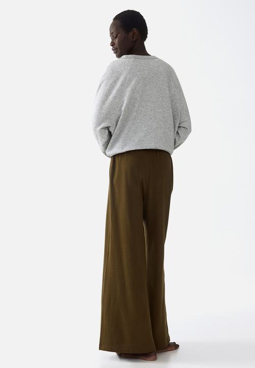 H&M - Cotton drawstring trousers - dark khaki green