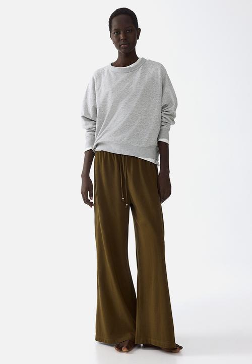 H&M - Cotton drawstring trousers - dark khaki green