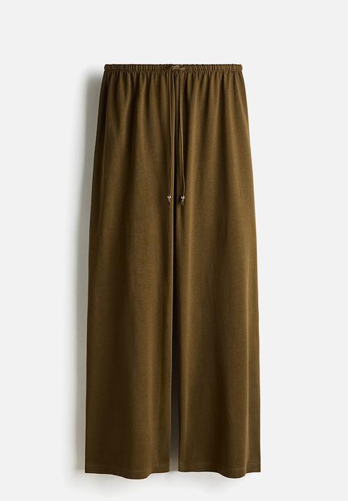 H&M - Cotton drawstring trousers - dark khaki green