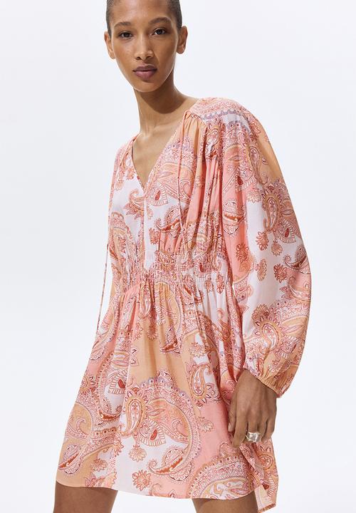 H&M - Oversized tunic dress - light pink/paisley pattern