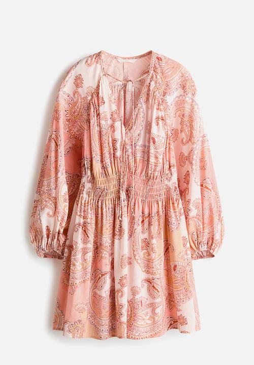 H&M - Oversized tunic dress - light pink/paisley pattern