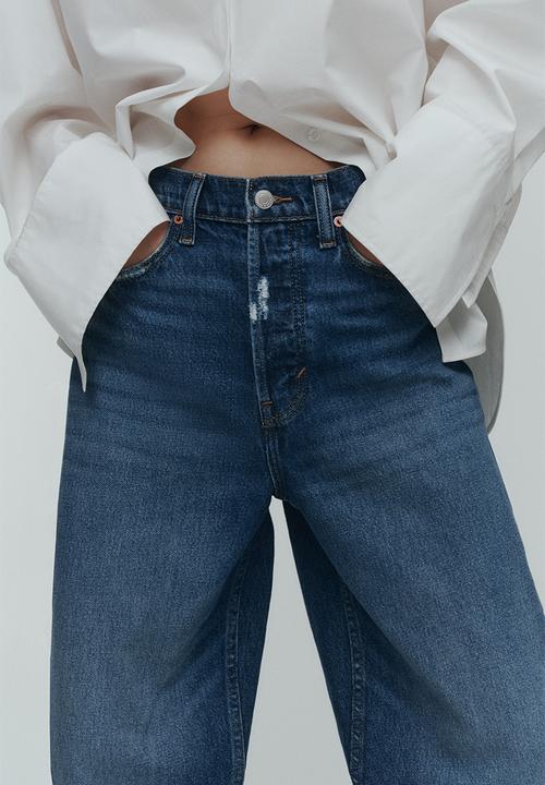 H&M - Barrel high waist ankle jeans - denim blue