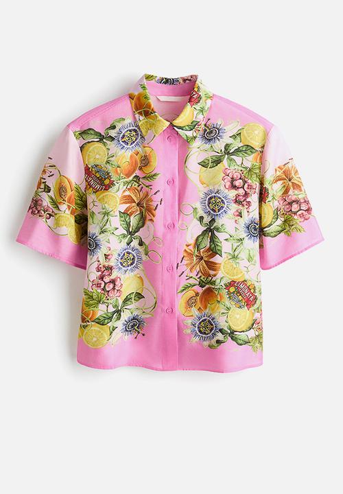 H&M - Oversized printed shirt - pink/lemons
