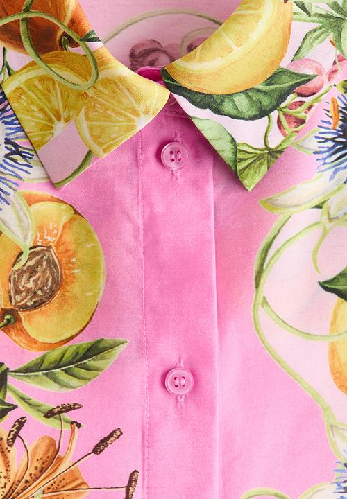 H&M - Oversized printed shirt - pink/lemons