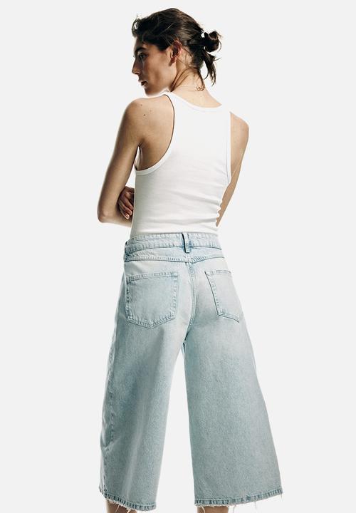 H&M - Wide regular waist culotte jeans - light denim blue