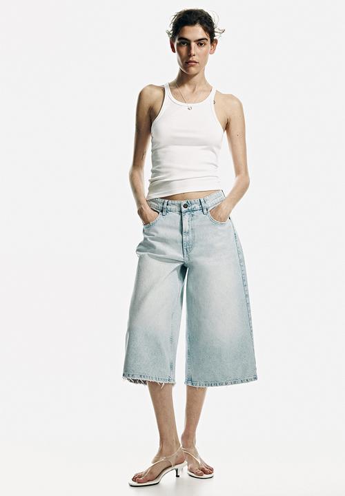 H&M - Wide regular waist culotte jeans - light denim blue