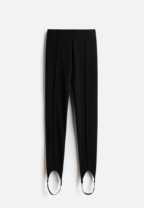 H&M - Crease-front stirrup leggings - black