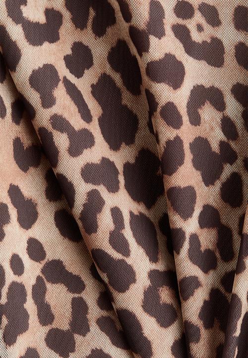 H&M - Mesh pull-on trousers - light beige/leopard print