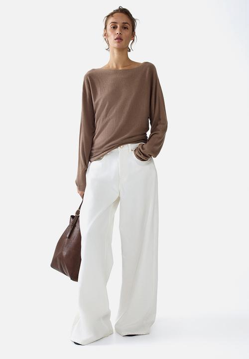 H&M - Boat-neck jumper - dark beige