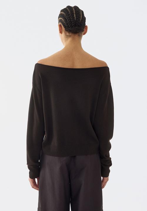 H&M - Off-the-shoulder jumper - dark brown