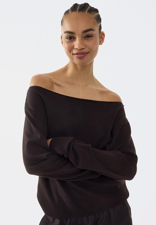 H&M - Off-the-shoulder jumper - dark brown