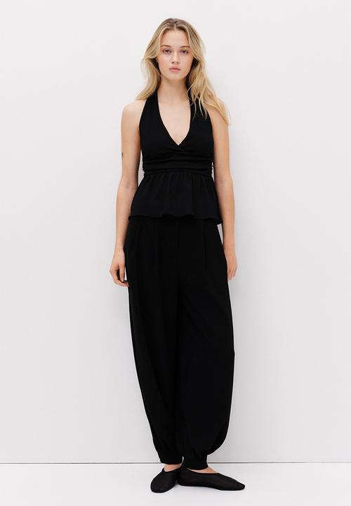 H&M - Peplum halterneck top - black