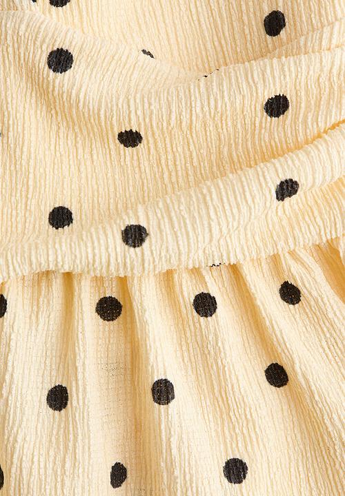 H&M - Peplum halterneck top - pale yellow/polka dot