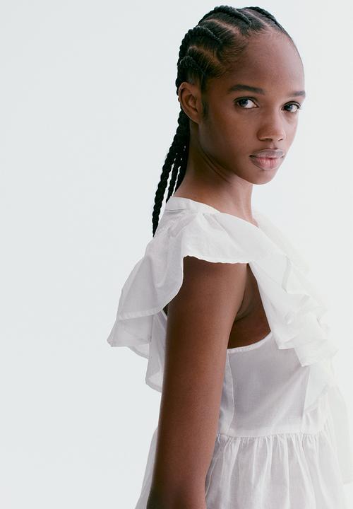 H&M - Frill-trimmed cotton top - white