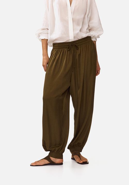H&M - Balloon drawstring trousers - dark khaki green