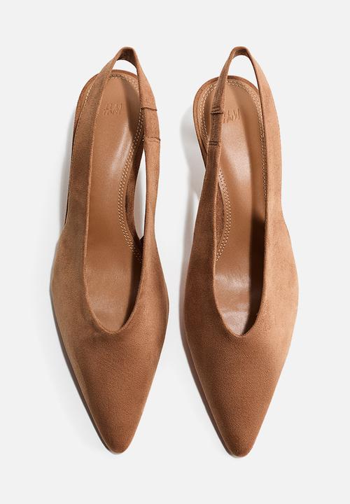 H&M - Kitten-heeled slingbacks - dark beige