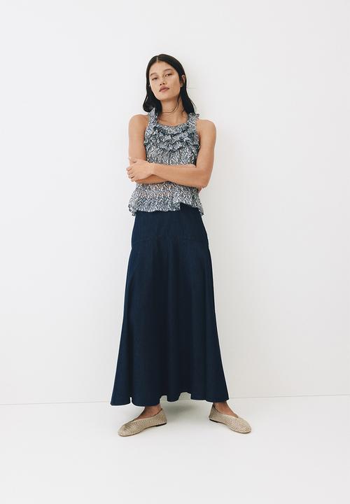 H&M - Flared denim skirt - dark denim blue