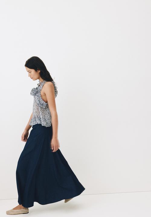 H&M - Flared denim skirt - dark denim blue