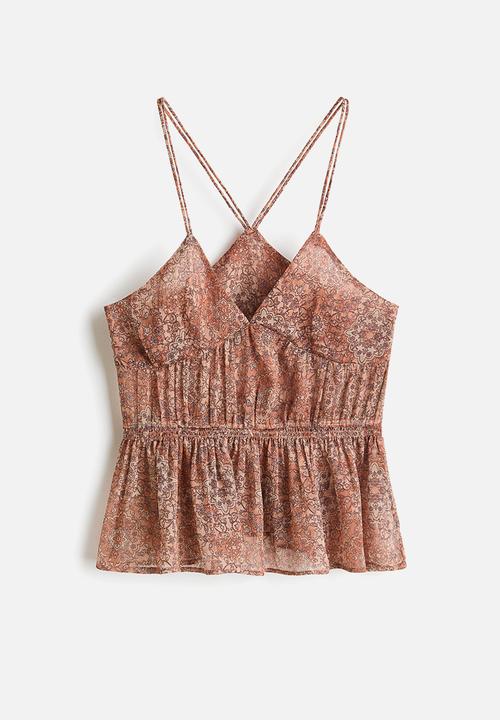 H&M - Peplum strappy top - light pink/floral