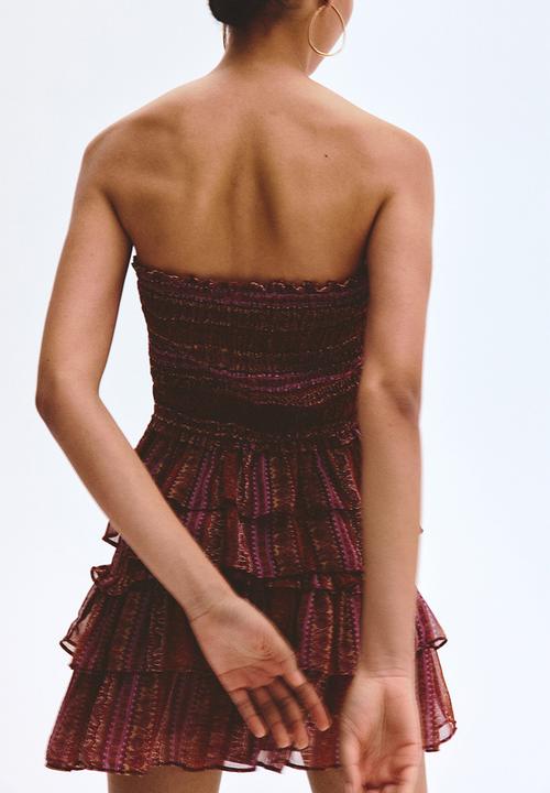H&M - Tiered chiffon mini skort - orange/paisley pattern
