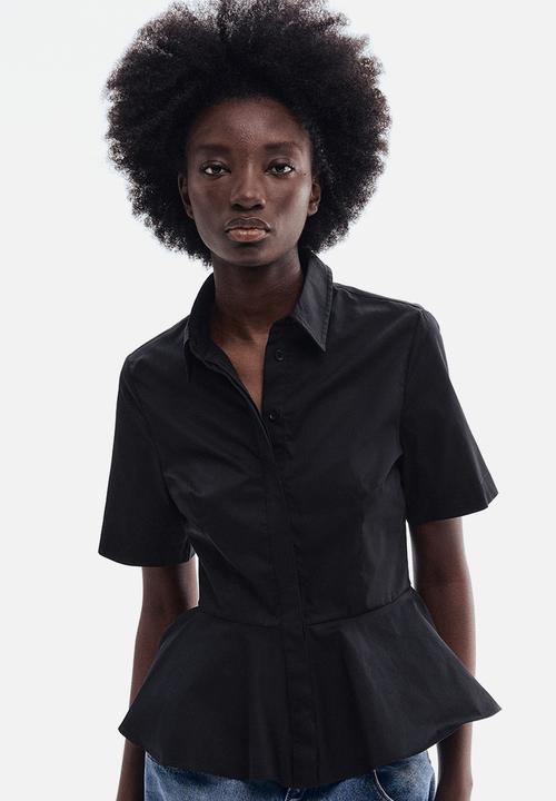 H&M - Poplin peplum shirt - black