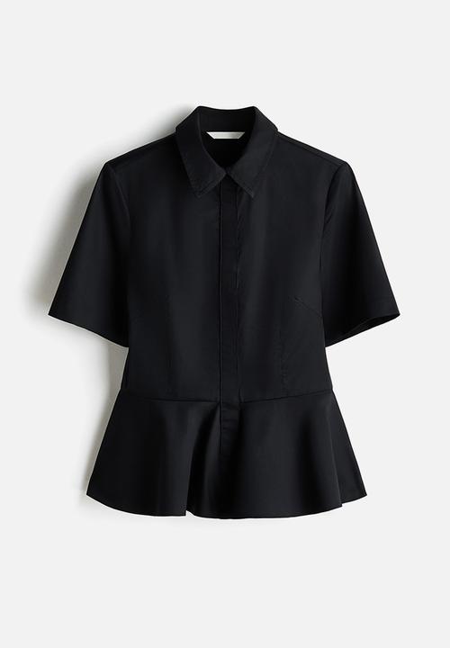 H&M - Poplin peplum shirt - black
