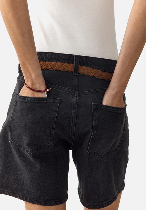 H&M - High-waisted denim shorts - dark grey
