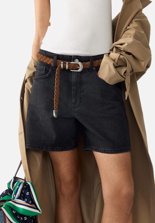 H&M - High-waisted denim shorts - dark grey