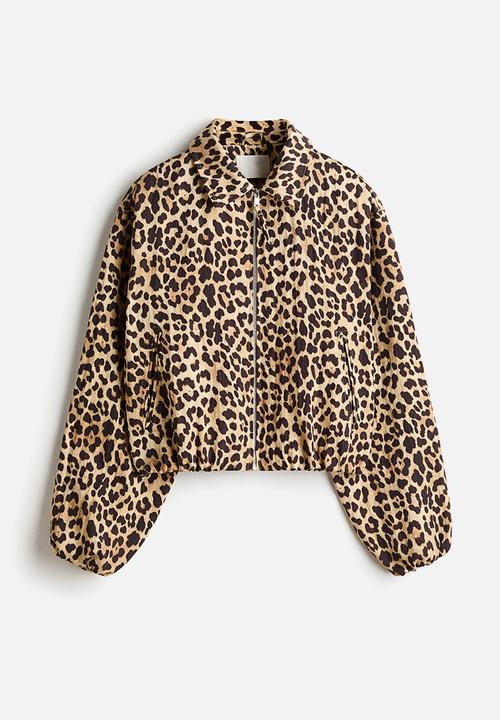 H&M - Oversized bubble-hem jacket - beige/leopard print