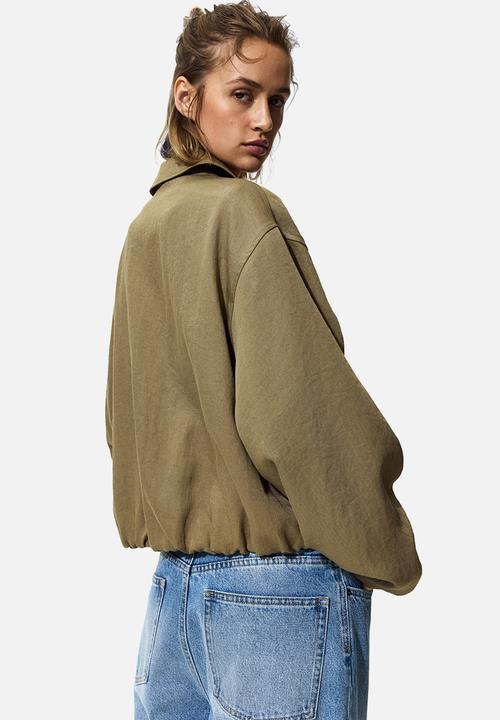 H&M - Oversized bubble-hem jacket - khaki green