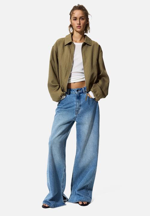 H&M - Oversized bubble-hem jacket - khaki green