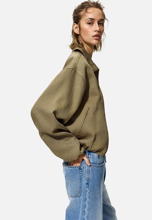 H&M - Oversized bubble-hem jacket - khaki green