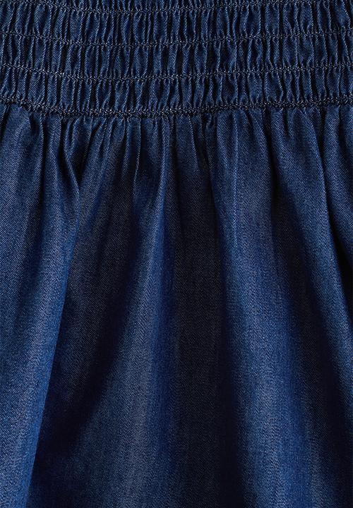 H&M - Smocked denim dress - dark denim blue