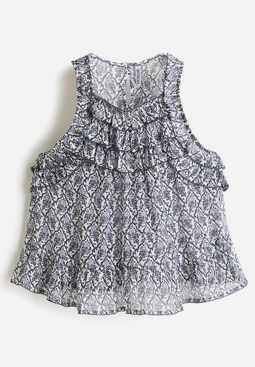 H&M - Frill-trimmed top - cream/floral