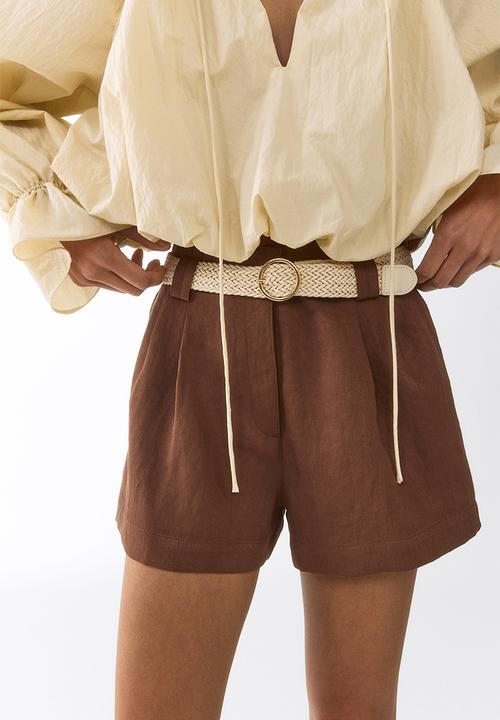 H&M - Belted tailored shorts - brown