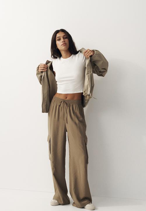 H&M - Wide cargo trousers - khaki green