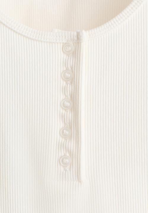 H&M - Ribbed thong body - white