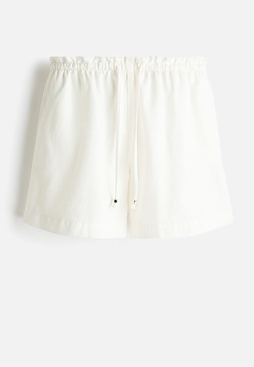 H&M - Denim drawstring shorts - white