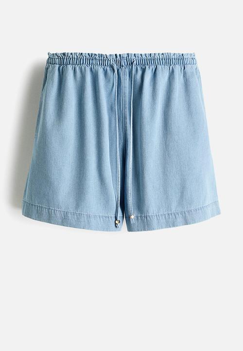 H&M - Denim drawstring shorts - light denim blue