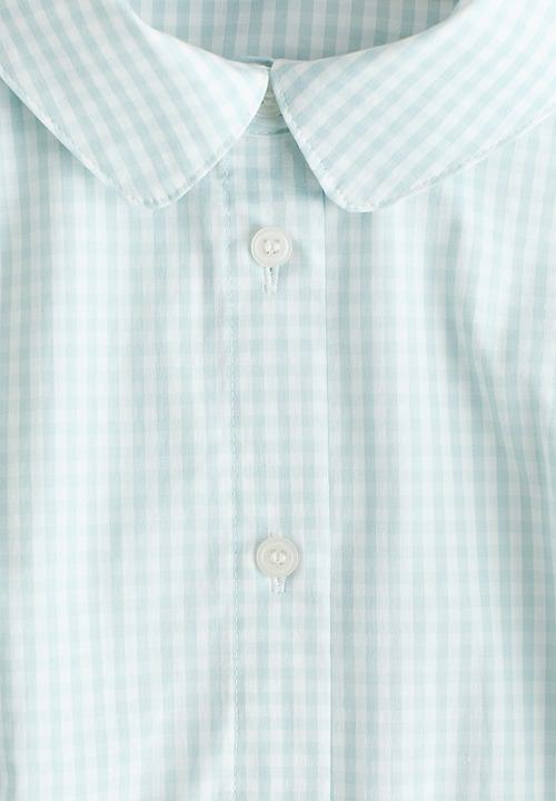 H&M - Cap-sleeved shirt dress - light turquoise/checked