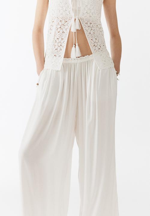H&M - Wide drawstring trousers - ivory