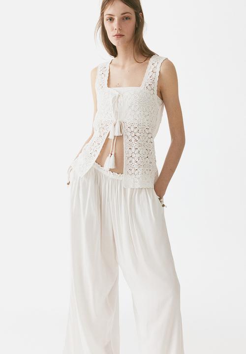 H&M - Wide drawstring trousers - ivory