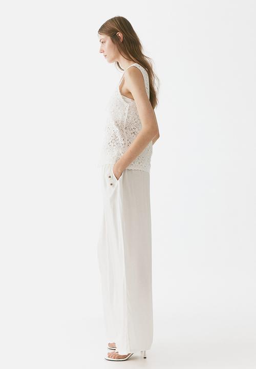H&M - Wide drawstring trousers - ivory
