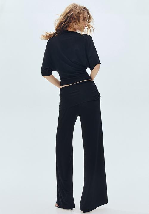 H&M - Draped fine-knit trousers - black