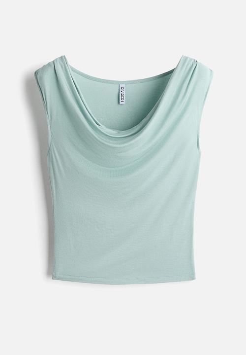 H&M - Cowl-neck jersey top - light turquoise