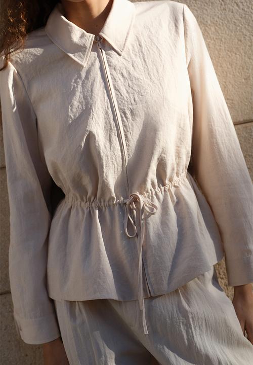 H&M - Zip-through peplum shirt - light beige
